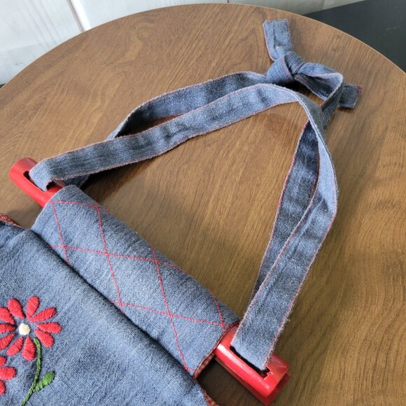 Vintage 1970’s Handmade Reversible Denim Handbag Purse. Medium blue quilted - Picture 5 of 12